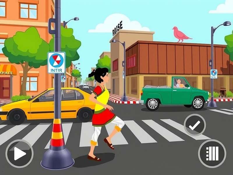 Crossy Saree Sprint gameplay screenshot showing a character in saree crossing a busy Indian street
